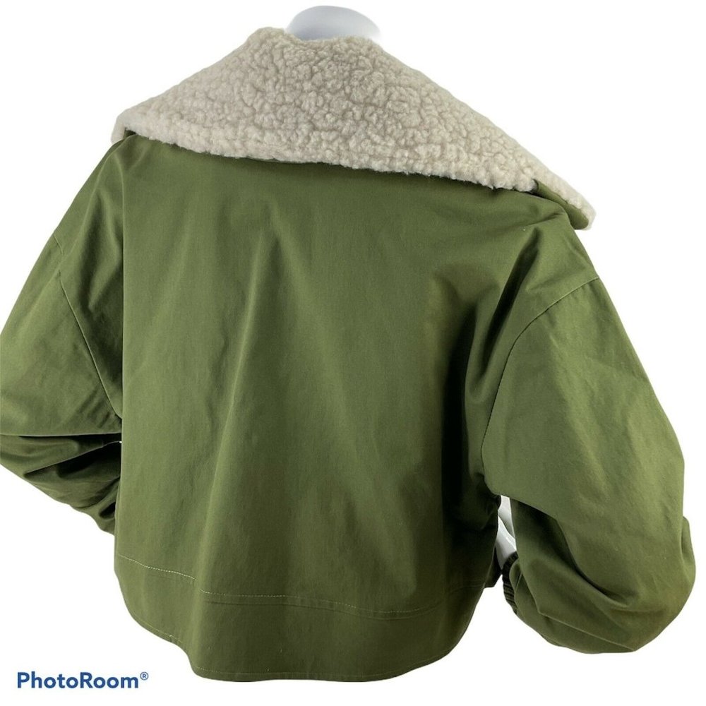 Tularosa Jacket Women Size Small Johnnie Army Green Sherpa Collar Crop $228 Nwot - Picture 4 of 9